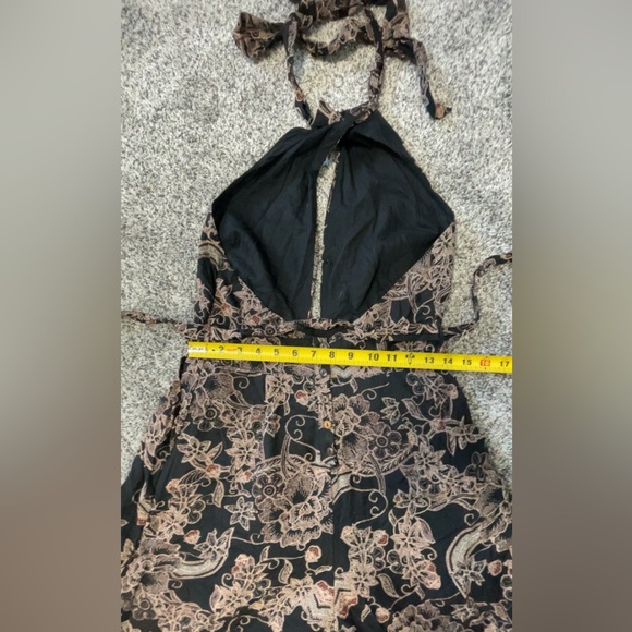 Free People Kissing Sunlight Halter Top Wide Leg Jumpsuit Black Floral Sz Small - Picture 14 of 16